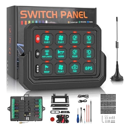 ZAMLIE Wireless 12 Gang Switch Panel Lighting Modes with Control Toggle Momentary Strobe Flash Circuit Control Relay System Box 12V-24V, Universal for Off-Road Truck UTV ATV Boat Marine