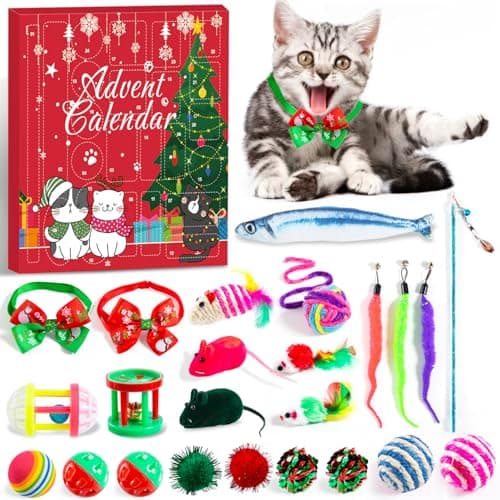 Cat Advent Calendar 2025, 24 Days Cat Toy Countdown Calendar Christmas Toys for Kitten with Catnip Toys, Mice, Xmas Gifts for Cat Lovers