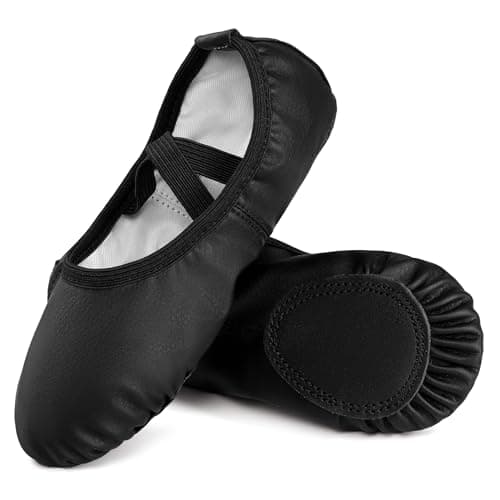 Dynadans Soft Leather Ballet Shoes for Girls & Women - Black - 5.5