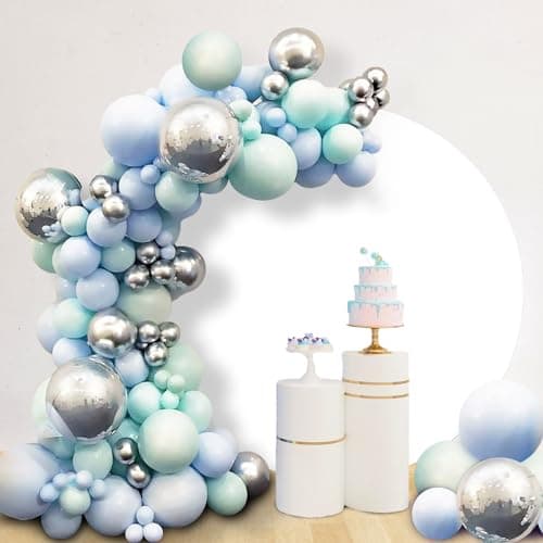 Party Propz Pastel Blue Balloons For Decoration - Set of 89 Pcs Blue and Silver Balloons For Decoration | Pastel blue Balloon | Birthday Decorations Items For Boy (Latex, Foil)