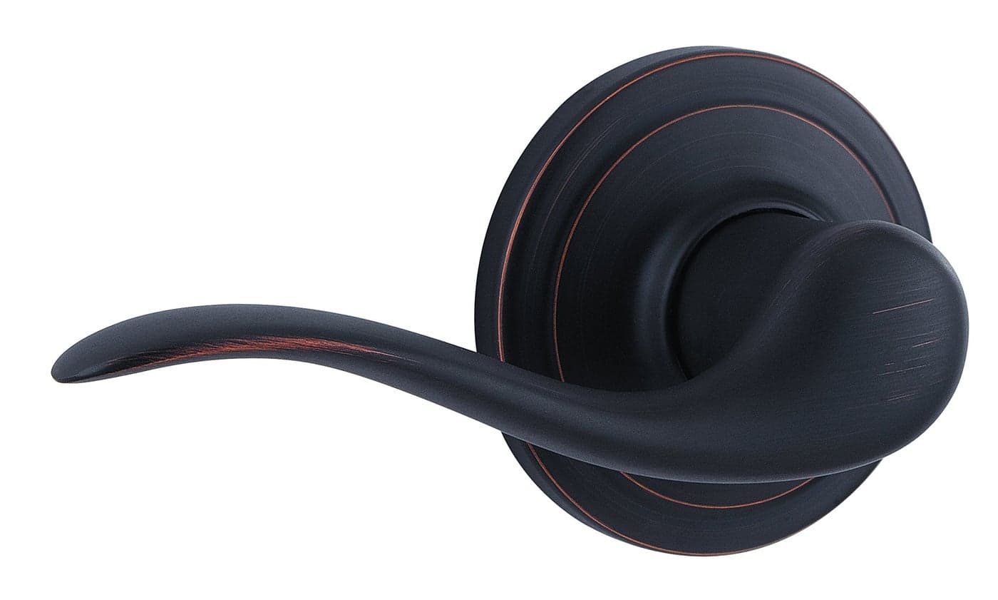 Kwikset Tustin Dummy Door Handle, Single Sided Lever for Closets, French Double Doors, and Pantry, Venetian Bronze Non-Turning Left Handed Interior Push/Pull Lever, with Microban Protection