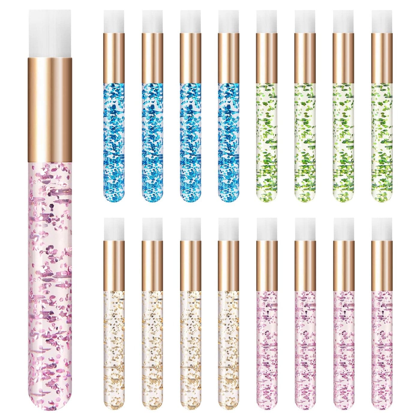 Kirecoo 17 PCS Lash Shampoo Brushes Glitter Crystal Lash Makeup for Eyelash Extensions Cleansing Nose Pore Deep Cleaning Brush Eyelash Wash and Bath for Extensions