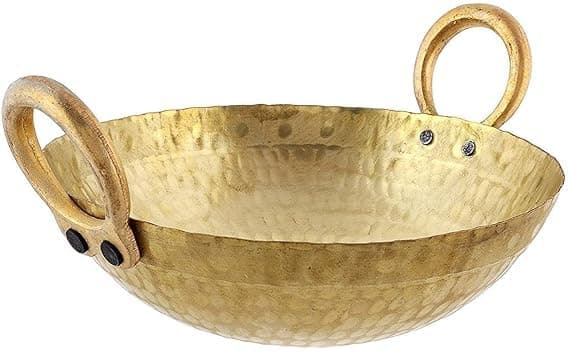 VOMI Brass Hammered Kadhai for CookingServing Pital Kadhai Pure Brass 3 Litter