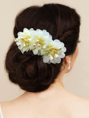 Hair Flare Rose Flower Comb Slide Hair Accessories/Hair Pins/Juda Bun Pin for Women and Girls- 2285, Cream