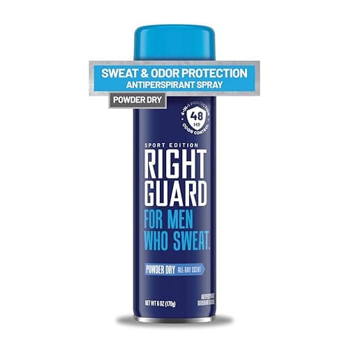 Right Guard Sport Powder Dry Scent Antiperspirant Deodorant Spray 4in1 Protection Spray Deodorant for Men Blocks Sweat 48Hour Odor Control QuickDrying LongLasting 6oz 1 Pack
