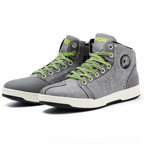 IRON JIA'S Motorcycle Shoes for Men, Breathable Anti-Slip Protective Gear, Powersport Casual Motorcycle Riding Boots (Grey 11)