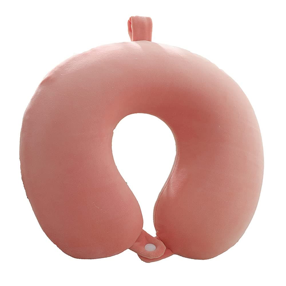 GDEOUP Travel Pillow Memory Foam Neck Pillow Support PillowLuxury Compact Lightweight Quick Pack for CampingSleeping Rest Cushion Pink