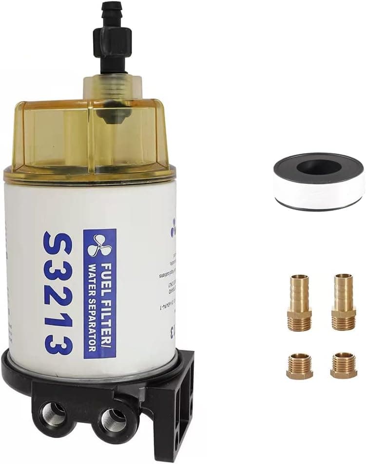 S3213 Marine Fuel Filter Water Separator Assembly with Clear Bowl and Fittings