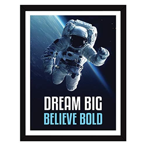 Chaka Chaundh - Astronaut poster with frame - Dream Quotes Frames - Space poster - Framed Posters with Frame – Motivational Quotes Wall Frames for Office, Student and Study Room - Photos with Quotes - (14 X 11 Inches)