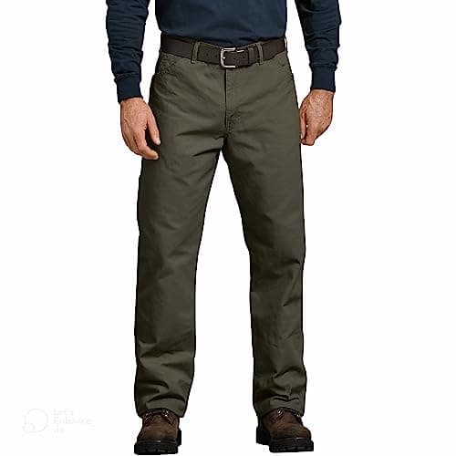 Dickies Mens Relaxed Fit Straight-Leg Duck Carpenter Jeans, Rinsed Moss Green, 38W x 34L US