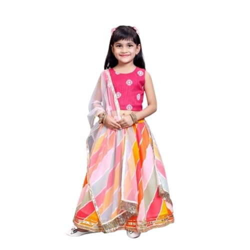 Xavima Girl's Lehenga Choli - Gota Detailing, Soft Fabric And Comfortable, Readymade Chaniya Choli For Kids|RANI|2-3 Years