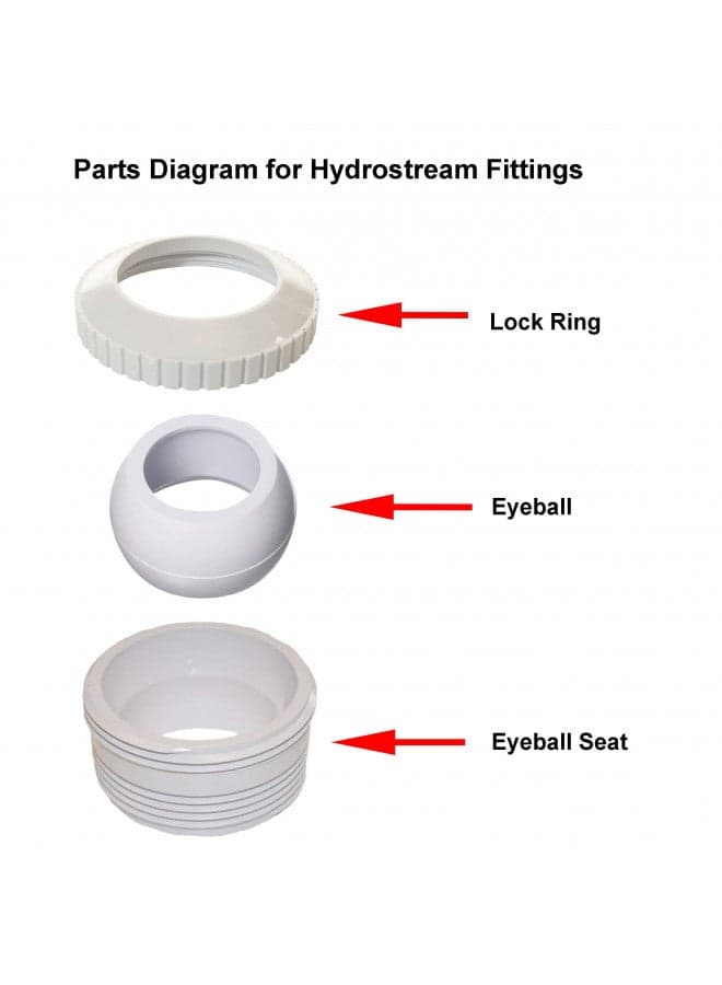 PoolSupplyTown Pool Spa Directional Flow Hydrostream Return Jet Fitting SP1419D with Adjustable 3/4" Opening Rotating Eyeball Compatible with Hayward SP1419D (6 Pack)