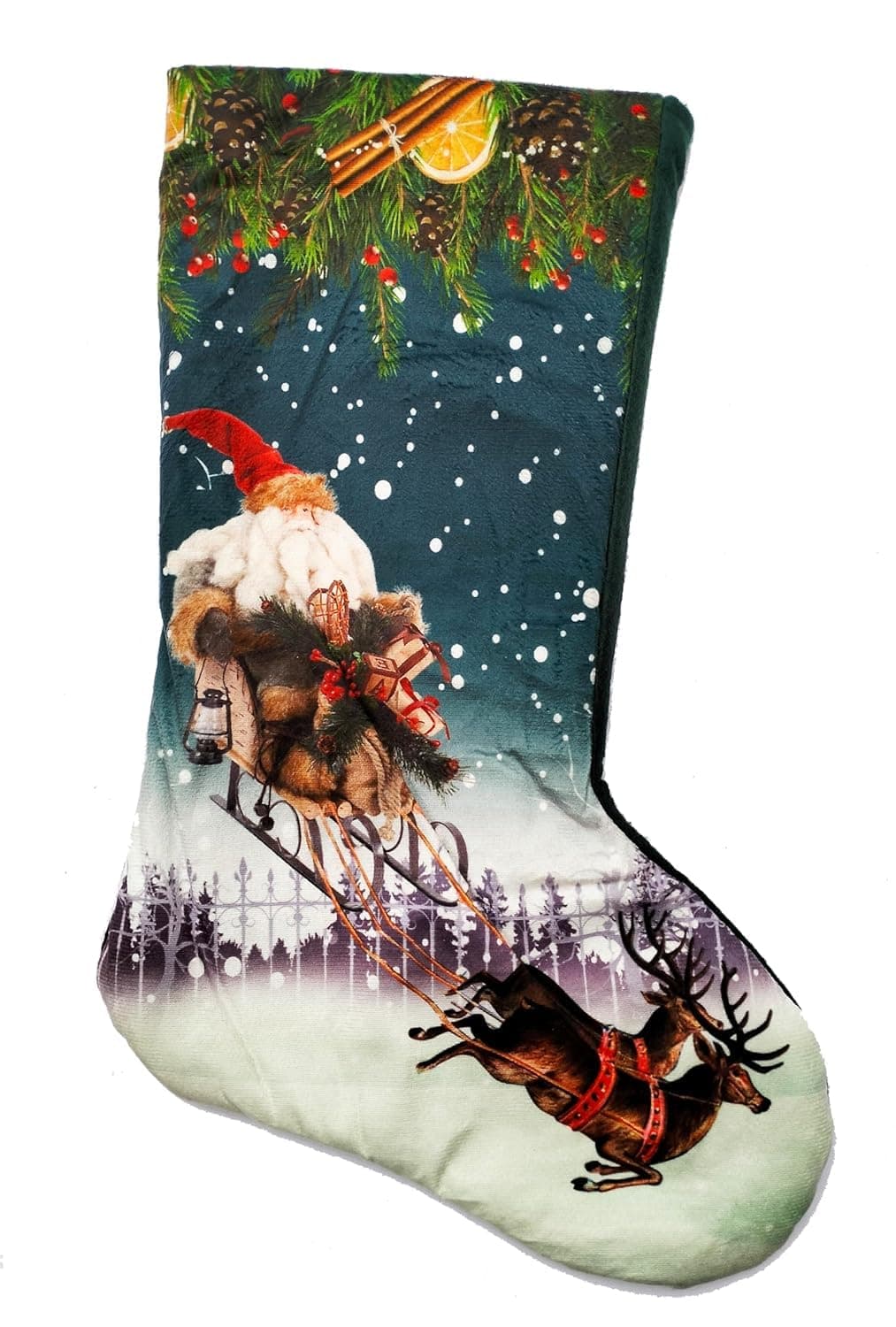 Partunay 1 Pcs Extra Large Christmas Xmas Printed Stocking Socks Candy Gift Bag Christmas Xmas Tree Hanging Ornaments Xmas Christmas Decoration Item Christmas Ornaments