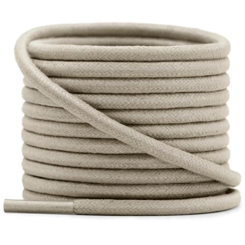 YFINE Waxed Round Shoe Laces: 2 Pairs 31 Inch Khaki Wax Oxford Shoelaces for Dress Shoes Boots