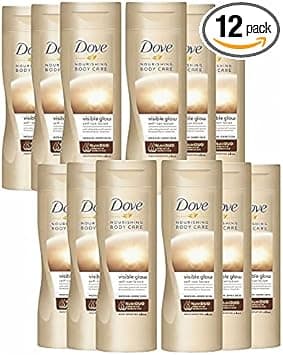 12 Pack Dove Visible Glow Self Tan Lotion Medium to Dark for Gradual Skin Tone 400ml