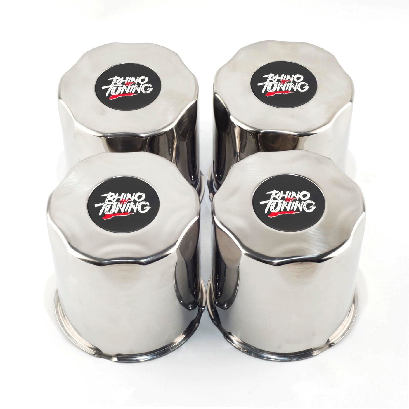 RTrhinotuning 4 PCS 425 in Stainless Steel Trailer Wheel Center Caps for Truck SUV RV Rim Center Caps 437 Tall Chrome Push Through Hub Covers
