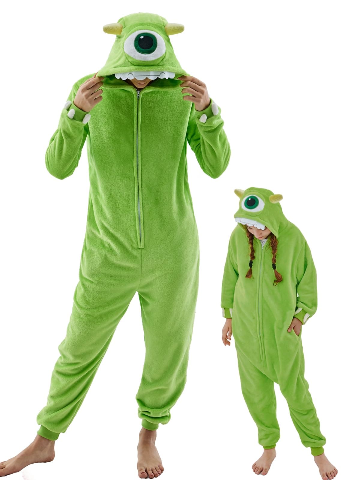 GONAAP Unisex Adult Light Green Onesie Pajamas Animal One Piece Costume Cosplay Sleepwear (Light Green, 13-14Years)
