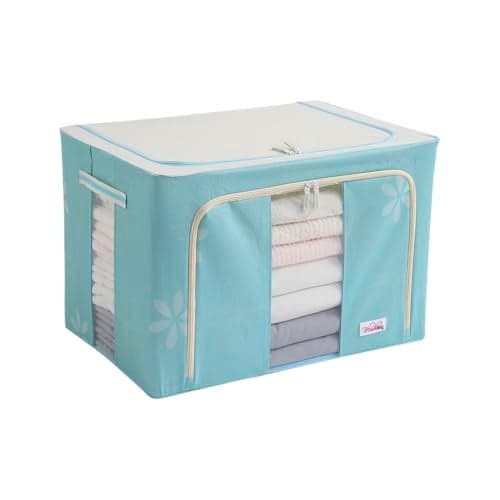 BlushBees Living Oxford Fabric Box - Storage Boxes For Clothes, Blanket Cover Bag - 100 Litre, Pack of1, Blue