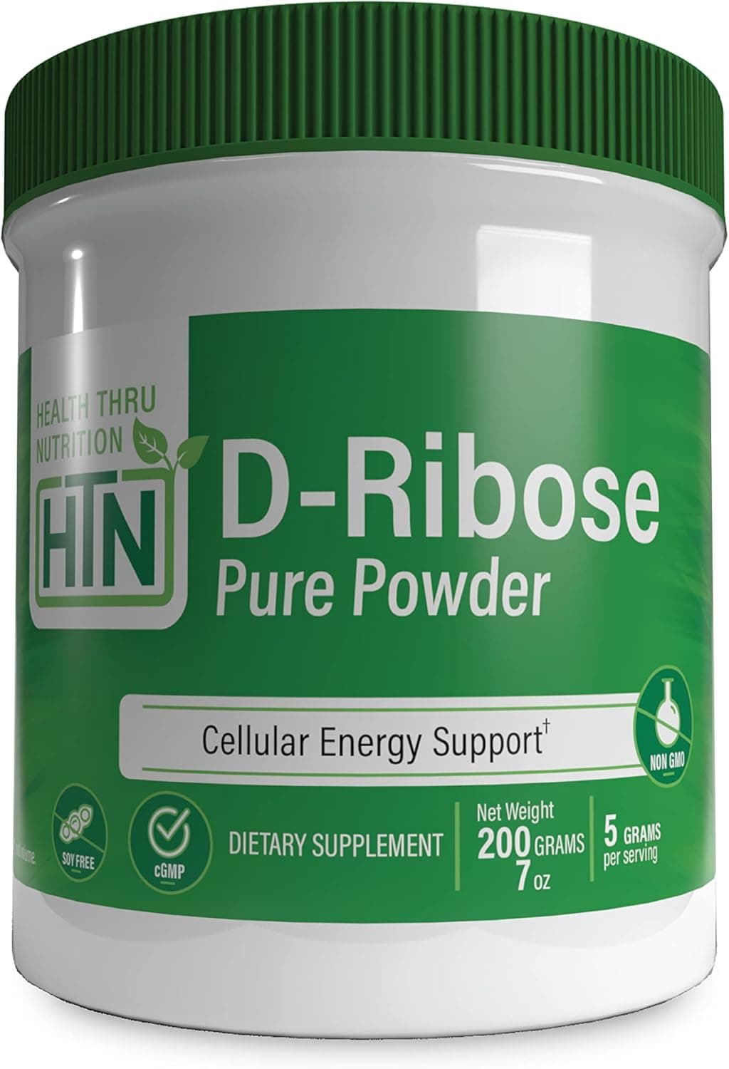Health Thru Nutrition DRibose Pure Powder 200 Grams 5 Grams Per Serving Cellular Energy Support NonGMO Ribose Dietary Supplement 200g 7 oz