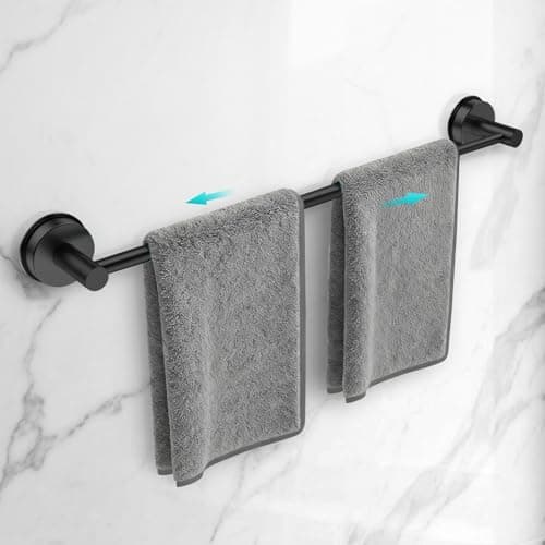 Adjustable Suction Cup Towel Bar for Bathroom Wall146Inch24 Inch Towel Racks for BathroomStainless Steel Bath Towel Holder for ShowerMatte Black
