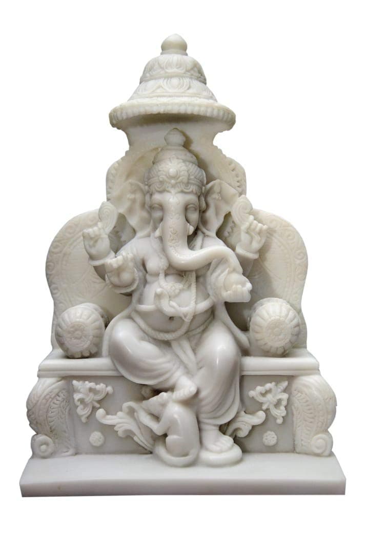 NIRAJ ART Marble Handcraft God Ganpati Ji Murti for Home Decor Off White 9H Inches X 6W Inches