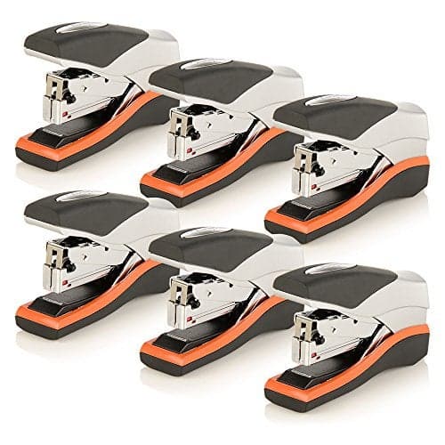 Swingline Stapler, Half Strip Desktop Stapler, 40 Sheet Capacity, Low Force, Compact Size, Office, Desk, Optima 40, Orange/Silver/Black, 6 Pack (87842)