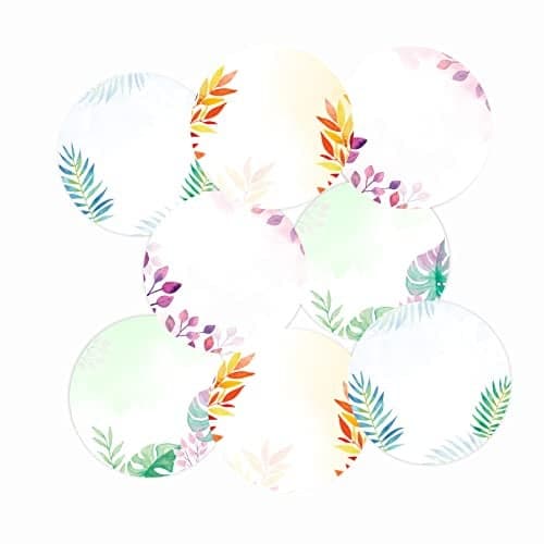 weRevel Vibrant and Colorful Leaves Theme Note Stickers, 40 Pieces, 2 inches, Round, 4 Unique Designs, Made of Paper-Self-Adhesive