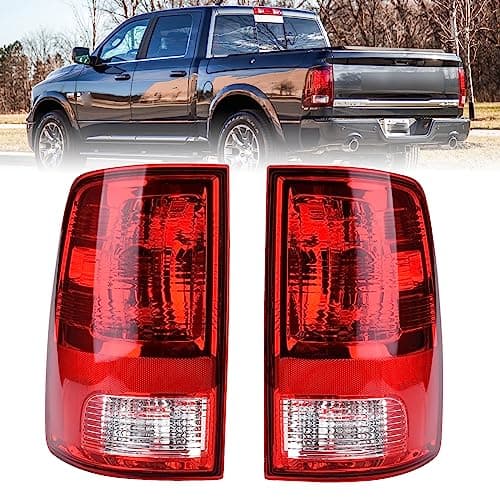 Nakuuly Tail Light Halogen Type Compatible With 2009-2018 Dodge Ram 1500 2500 3500 NON-LED Model Driver and Passenger Side Taillight Rear Lamp Assembly with Bulbs # 55277415AD 55277414AE
