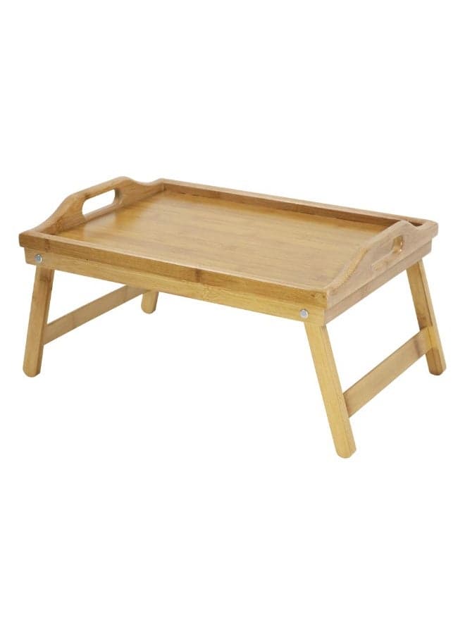 Bamboo Bed Tray Table with Folding Legs Foldable Serving Portable Laptop Tray Snack & Breakfast Tray Bed Drawing Table