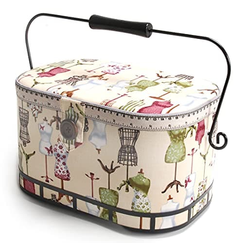 Dritz St. Jane Sewing Basket, Large Oval (Metal Handle)