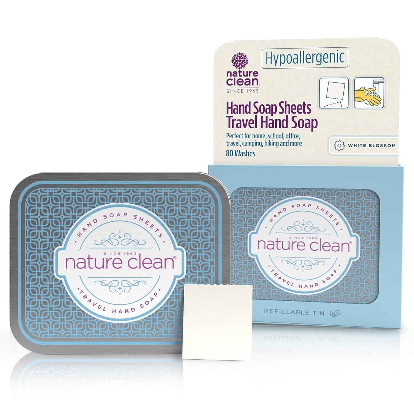 Nature Clean travel hand soap sheets for traveling nontoxic hypoallergenic mini biodegradable paper soap sheets for travel dissolvable portable soap for camping essentials refill 80 units
