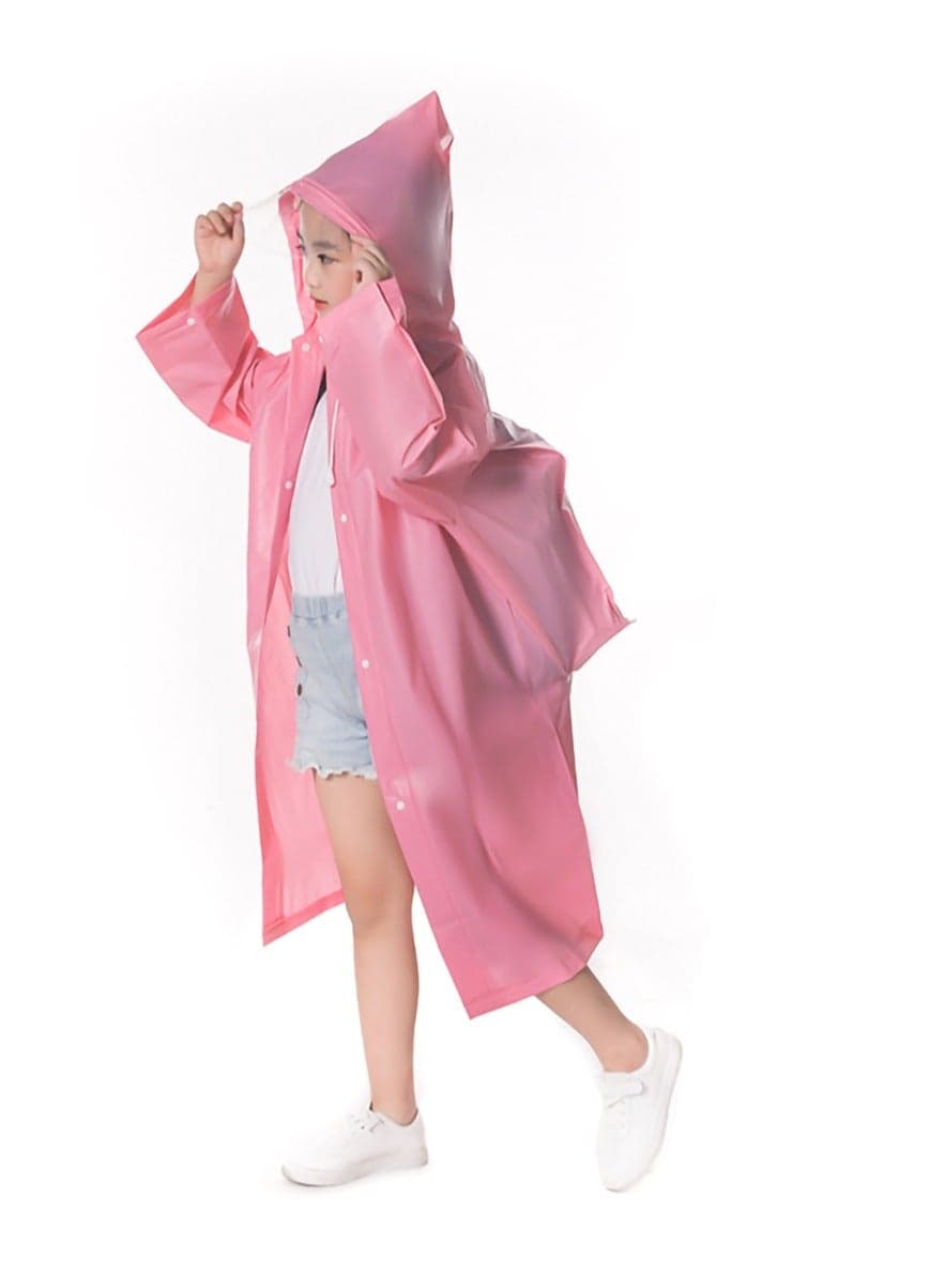 Raincoat for Kids, Boys and Girls Hooded Poncho Can Carry School Bags Large Raincoat Reusable Poncho Jacket Applicable Height 1.1-1.5M Kids(Pink)