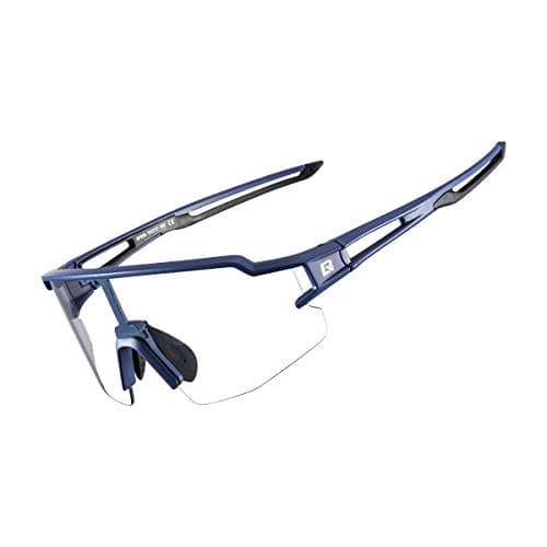 ROCKBROS Photochromic Sports Non-Polarized Sunglasses for Men Women Cycling UV Protection, Blue, Regular