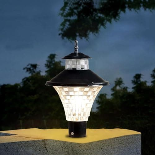 DarkVision Metal and Polycarbonate Gate Light Waterproof Pillar Lamp Outdoor Decor Garden Lighting Pole Mount Exterior Fixture for Home Entrance Patio Compound Boundary (Bulb Not Included)