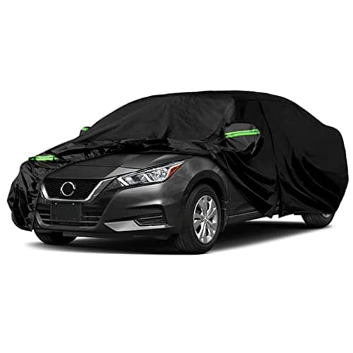 Waterproof Car Covers Replace for 2007-2025 Nissan Versa/Note, 6 Layers All Weather Custom-fit Car Cover with Zipper Door & Windproof Bands for Snow Rain Dust Hail Protection (Versa)