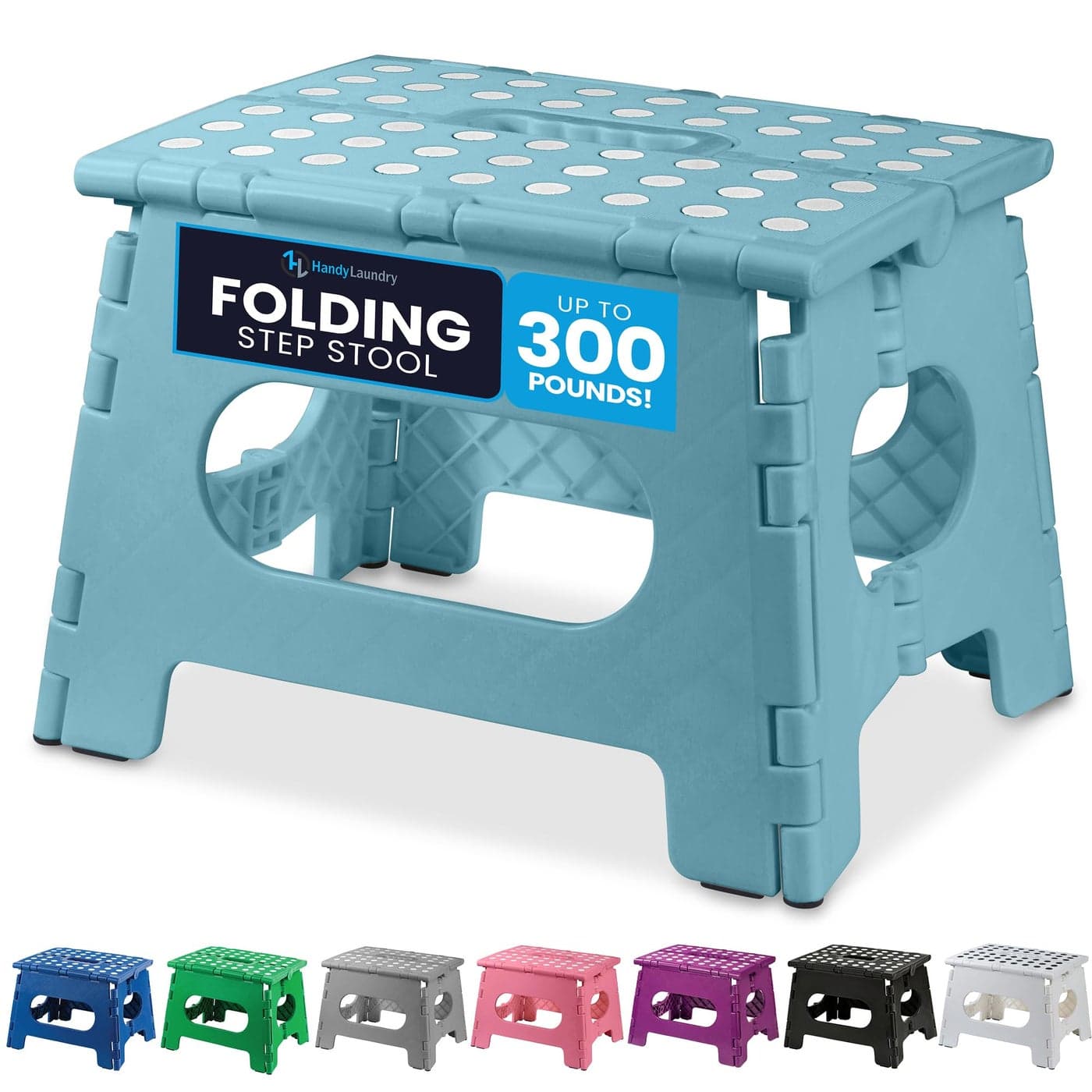 Handy Laundry Folding Lightweight Step Stool Sturdy Enough to Support Adults and Safe Enough for Kids Opens Easy with One Flip Great for Kitchen Bathroom or Bedroom Teal 9 Inch