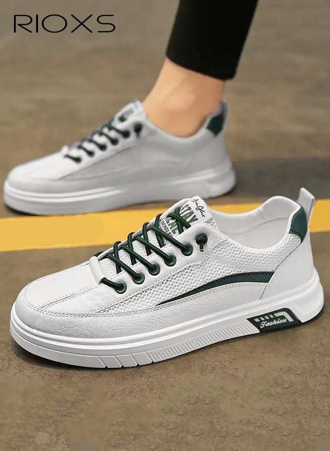 Men's Athlesiure Shoes, Comfy Breathable Mesh Low-top Sneakers, Classic Lace-up Trainers, Non-Slip Casual Athletic Shoes for Men, Fashion Tennis Shoes, Lightweight Walking Shoes, Mens Shoes for Running Shopping Driving Workings, Beige Sneakers Men Footwear