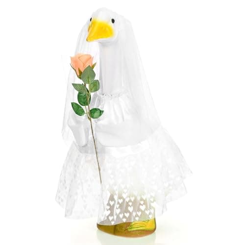 JcHrmers Bride Porch Goose Outfits 23"/ 17'' Cement Goose Decor Garden Party Yard Lawn Geese Outfit (Bride)