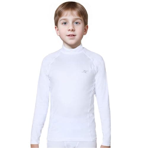 Thermal Underwear Kids Mock Turtleneck Shirts Compression Tops Base Layer NLK WH M White