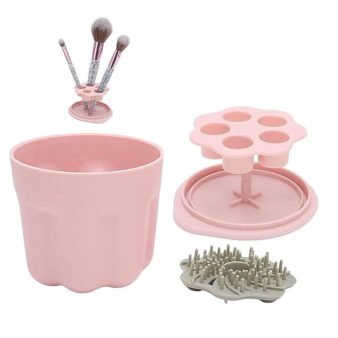 Ncry Makeup Brush Cleaner Holder Portable Makeup Brush Scrubber With Drying Rack Cover Cosmetic Brush Cleaning Bowl Drawing Paint Brush Rinse Cleaner Cup Set of 1Multicolor