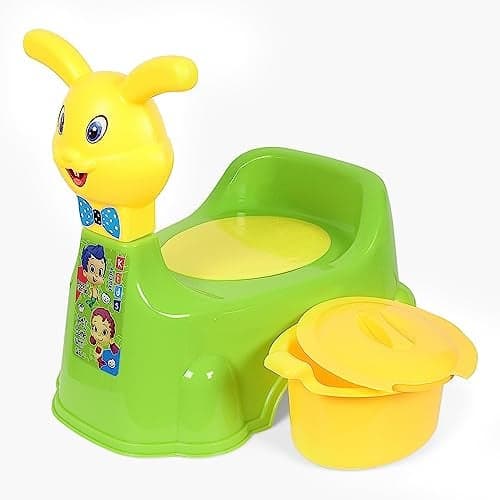 Nabhya Plastic Rabbit Baby Potty Training Seat- Chair For Kids- Infant Potty Toilet Chair With Removable Tray & Closing Lid (Green)