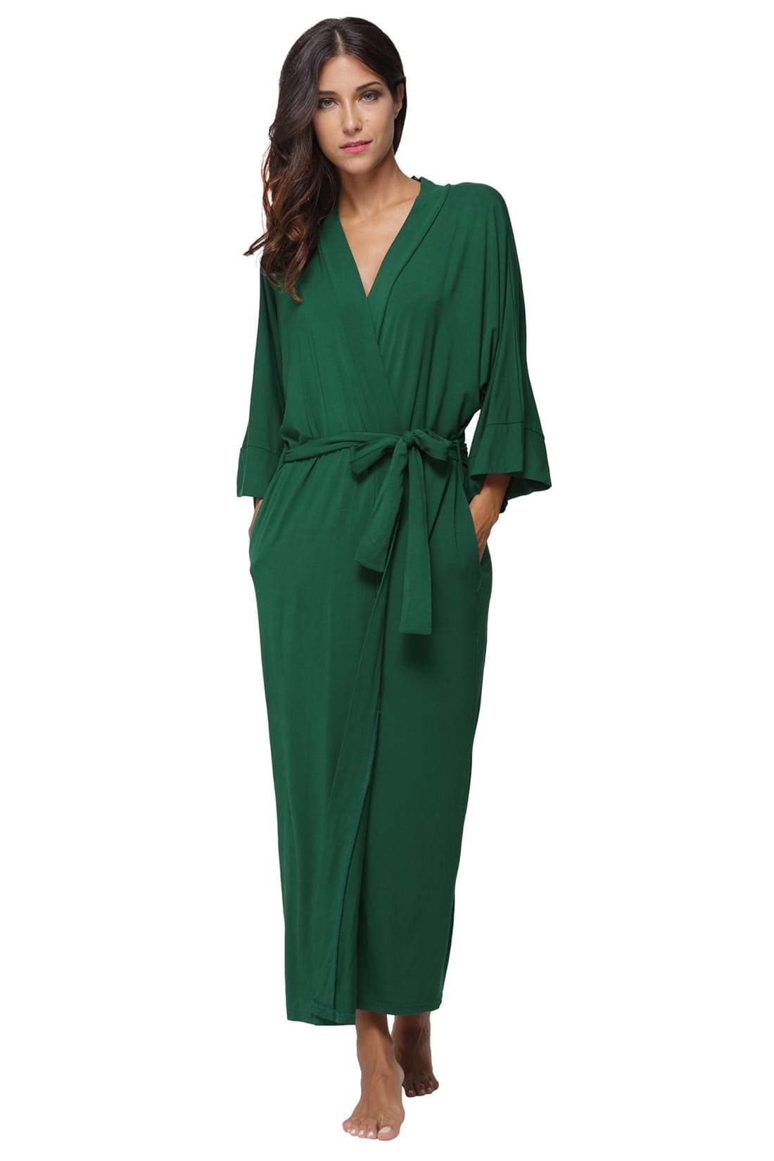 Women's Long Robes Soft Bathrobes Loungewear Sleepwear Robes,Dark Green