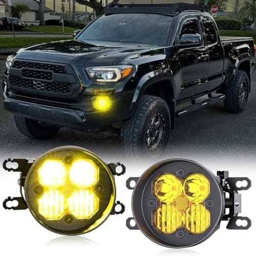 AUYICH Yellow LED Spot Combo Fog Lights Fits For 2012-2023 Tacoma,2014-2021 Tundra,2010-2024 4Runner,2011-2019 Sienna,2008-2013 LX570(SAE Fog Lamp,Amber LED Light Kit)