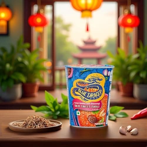 Blue Dragon Instant Cup Noodle - Thai Sweet Chilli Cup Noodle | Easy to Making | Vegetarian Food | No Preservative & Artificial colors | Instant Cup Noodle - 70gm