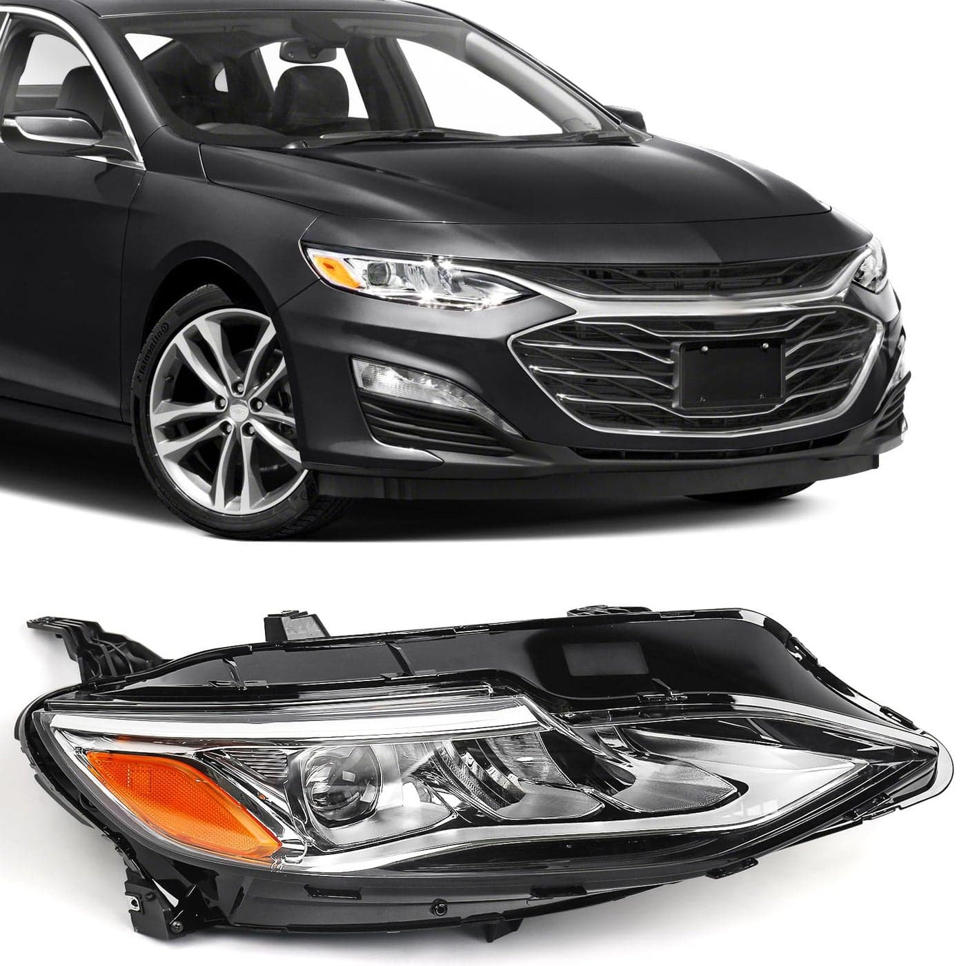 FIONE LED Headlights Assembly Compatible With Chevy Malibu 2019 2020 2021 2022 2023 Replacement LED Headlight WBulbs Headlamp Projector Passenger Right Side RH 84586788 GM2503503