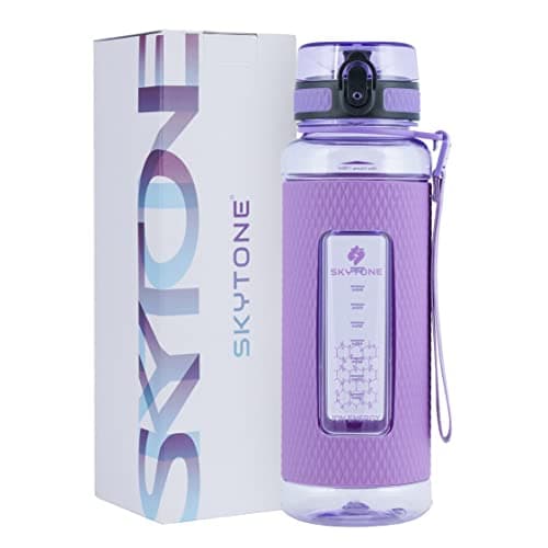 SKYTONE® 1 Liter Water Bottle For Office, Leak Proof & BPA Free Tritan Plastic Reusable Water Bottles, Ideal Gift for Travel Gym fitness Running School With Silicon Grip (Blue) (Purple)