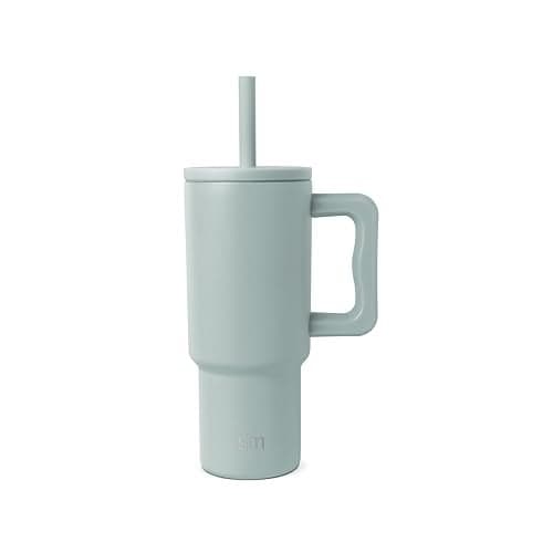 Simple Modern Kids 24 oz Tumbler with Handle and Silicone Straw Lid | Spill Proof and Leak Resistant | Reusable Stainless Steel Bottle | Gift for Kids Boys Girls | Trek Collection | Sea Glass Sage