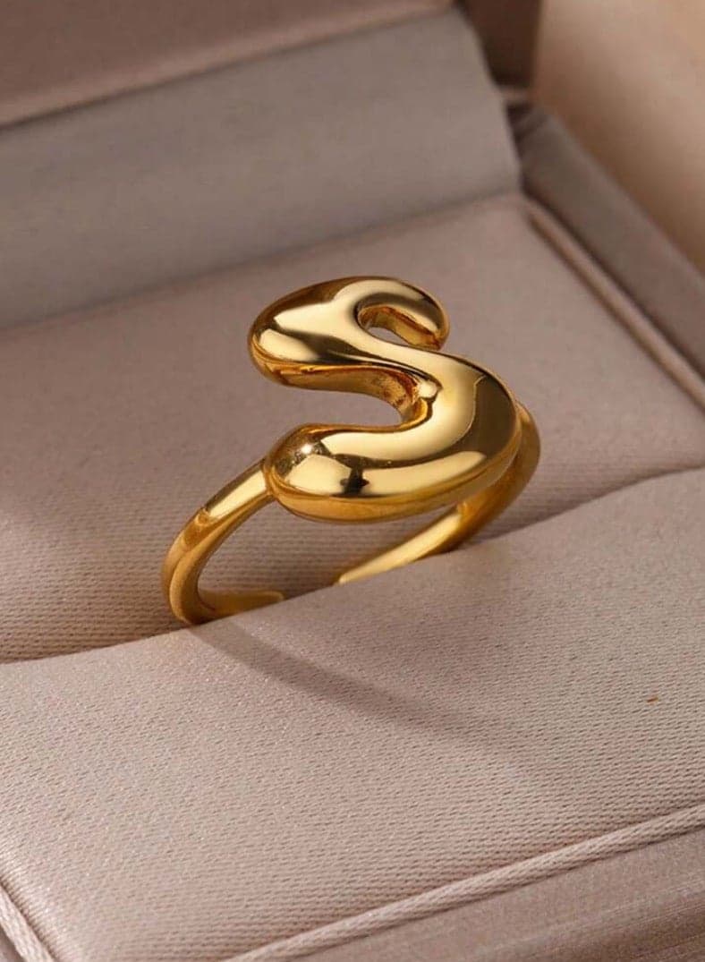Stainless Steel Gold Plated Ring For Women One Size