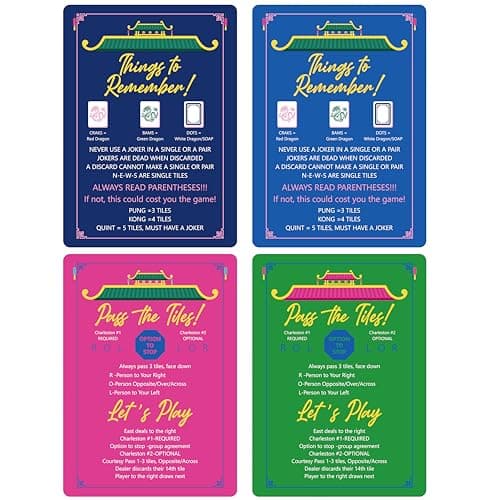 BrightRow 4 Pcs Mahjong Shuffler Cards for Tiles Mixing Shuffling Portable Mah Jong Accessories Gift Party Supplies Waterproof Rules Printed Mixer 7 x 5 in for Tiles LoverDarkLinearCity Tower