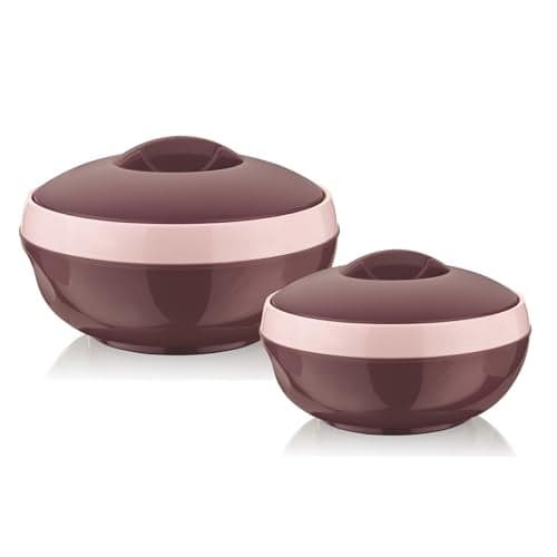 Asian Plastowares Sonic Inner Steel Casserole Set of 3 (1000ml & 1500ml) | Premium Insulated ISI-Certified Hotpot Combo | Elegant Serveware Gift Box | Brown
